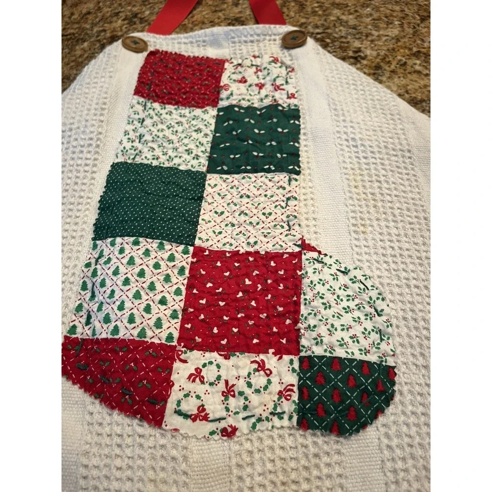 Child's‎ Adjustable Christmas Baking Apron Smock Handmade W/Stockings & Mittens